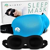 Nidra Contoured Sleep Mask - Blue, Standard Size | Sleep Masks for Women - Eye Mask for Sleep, Zero Pressure Fit, 100% Light Blocking &amp; Travel - For All Sleeper Types