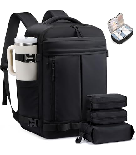LOVEVOOK 50L Travel Backpack for Men Women, Waterproof Carry On Backpack for Work & Travel, Flight Approved Personal Item with 3 Packing Cubes, TSA Bag Fits 17.3