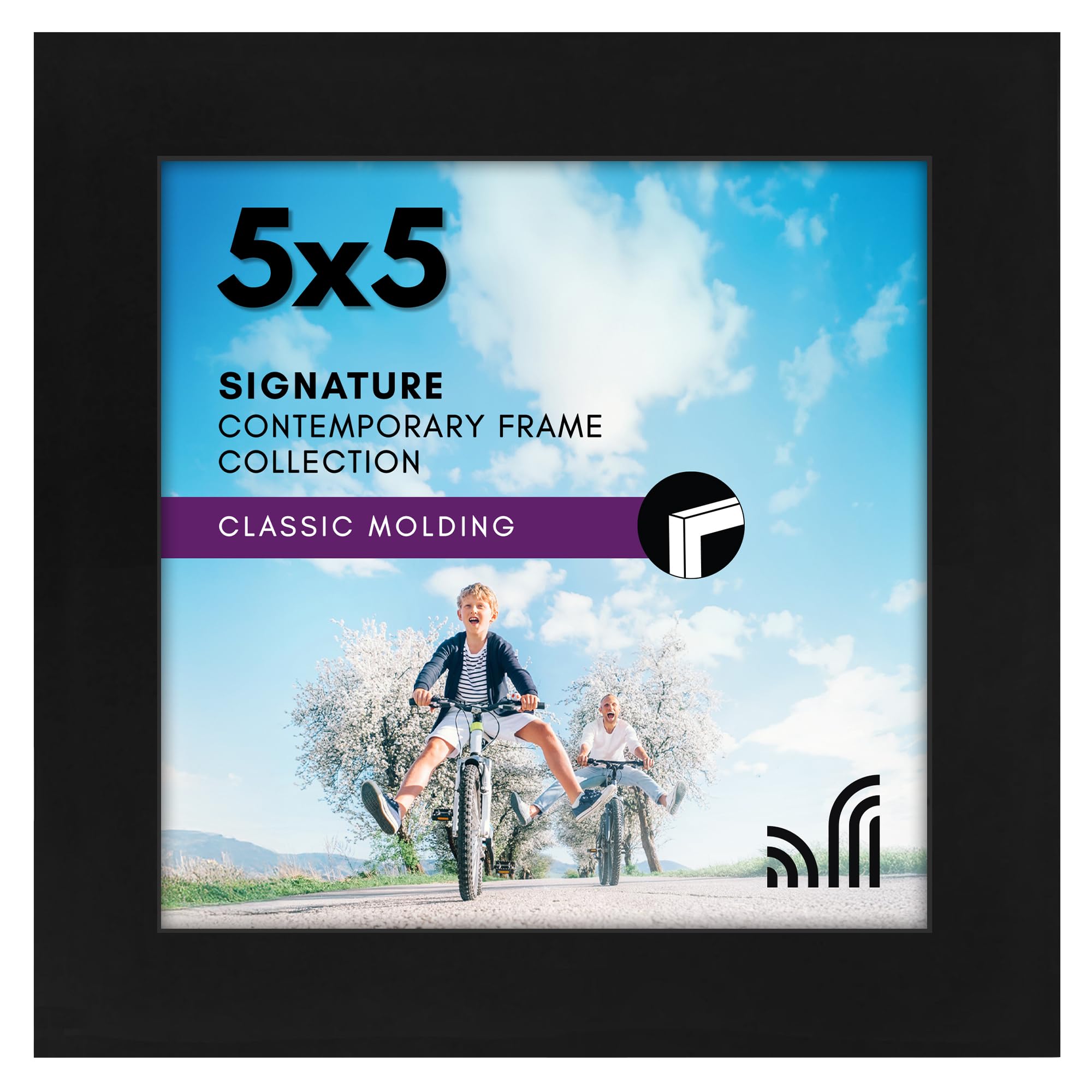 Photo 1 of Americanflat 5x5 Picture Frame with Shatter-Resistant Glass - Signature Collection - Gallery Style Frames Made of Engineered Wood - Square Frame for Tabletop and Wall Display - Black