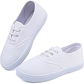 Chaoslook Boy's Girl's Kids White Canvas Shoes for Kids Slip-On Lightweight Sneakers Casual Skin-Friendly Walking Running Shoes(Toddler/Little Kids/Big Kids)
