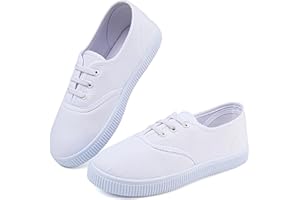 CHAOSLOOK Boy's Girl's Kids White Canvas Shoes for Kids Slip-On Lightweight Sneakers Casual Skin-Friendly Walking Running Shoes(Toddler/Little Kids/Big Kids)