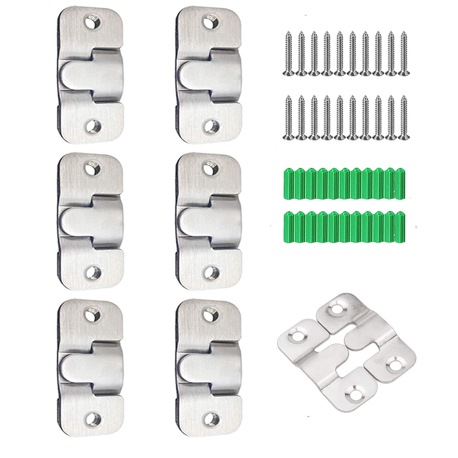 Steel Z Clip Brackets – Flush Concealed Mount & Universal Furniture Connector for Pictures, Mirrors, Frames, Sofa & More (Small, 6 Pairs)