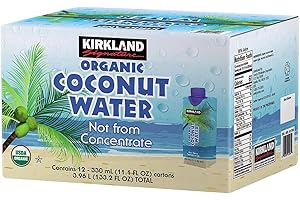 Kirkland Signature Organic Coconut Water, 11.1 Fl Oz, 12-Count, 133.2 Fluid_Ounces