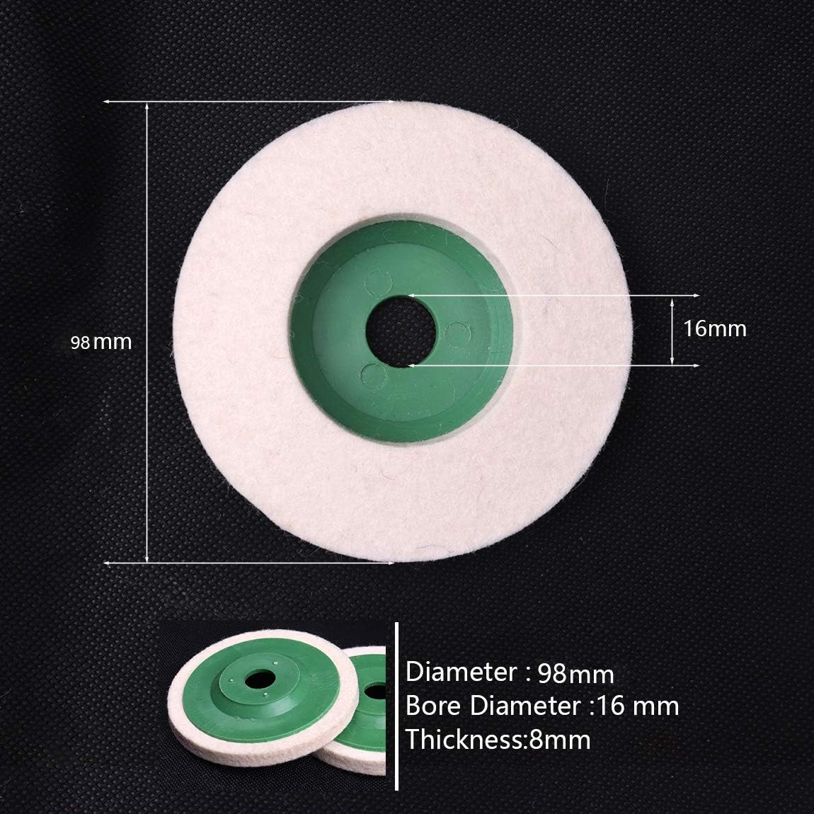 ATOPLEE Wool Polishing Wheel Disc,10pcs 98mm Dia Buffing Wheel for 4 Inch Angle Grinder,Wool Felt Polishing Wheel for Metal,Marble,Wood(Hole Diameter:16mm) - Image 3