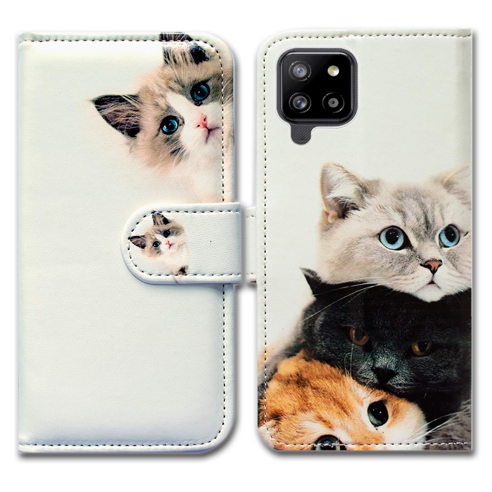 Bcov Galaxy A42 5G Case, Cute Brown Cat Leather Flip Phone Case Wallet Cover with Card Slot Holder Kickstand For Samsung Galaxy A42 5G 2021