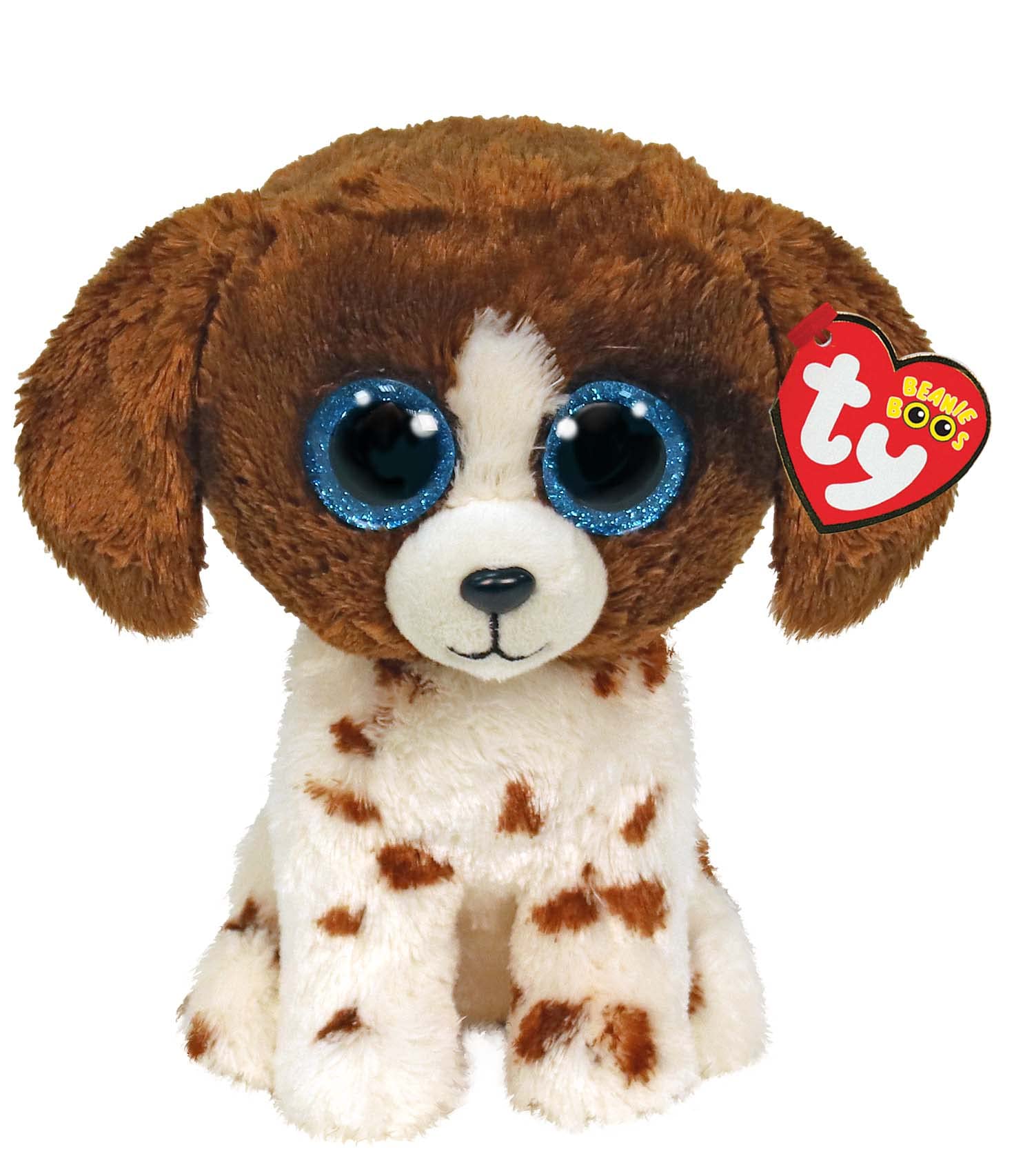 Ty 2007525 Muddles Brown & White Dog Beanie Boo Medium Plush Animal, Multicolor