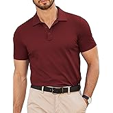 COOFANDY Mens Polo Shirts Short Sleeve Collared Golf Polos T-Shirts Solid Casual Pique Golf Polo Tees for Men