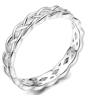 BE STEEL 4MM 925 Sterling Silber Knoten Ring für Damen Mädchen Ringe Hochzeit Band Keltisch Ring Ewigkeit 47-67