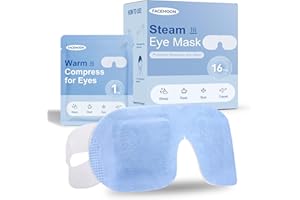 FACEMOON 16 Packs Steam Eye Masks for Dry Eyes: Warm Eye Compress for Stye, Digital Eye Strain & Stress Relief - Self Heating Moist Eye Mask for Relaxation, Travel, Office, Sleep & Spa, Unscented
