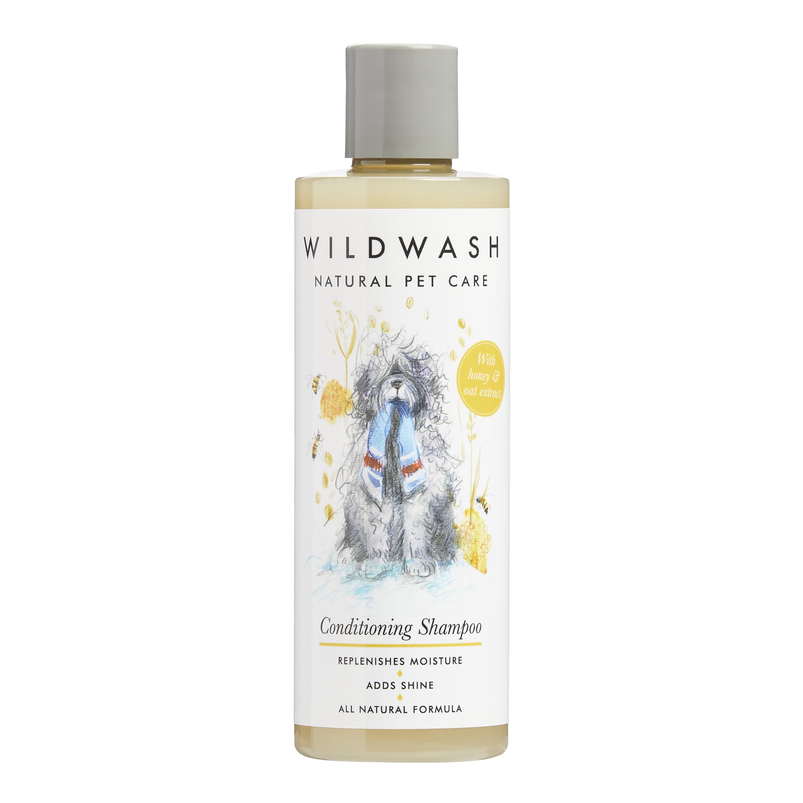 WildWash Conditioning Shampoo 250ml - Hydrates Against Dry Flaky Skin - With Honey for Healthy Strong Hair - Helps Detangle Long Haired Dogs - Natural, Sulphate and Paraben-Free for Sensitive Skin