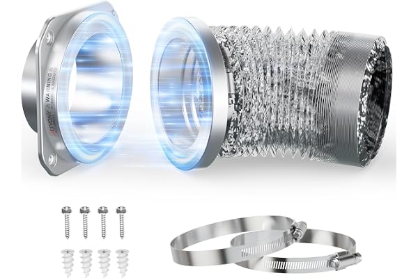 JEEVONY Magnetic Dryer Vent Coupling DV180 Airtight Seal Dryer Vent Connector Kit Easy to Clean Quick Connector Including a 2.6ft 4" Duct and two Clamps