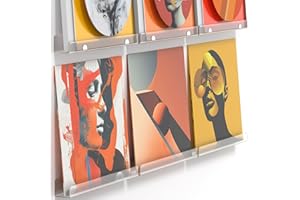 MINDEPOT Vinyl Record Holder Wall Mount, 6 Pack 12 inch Clear Album Music Book Display Shelf for Home Decoration Kids Room Wall Art