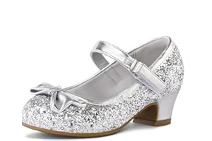 K KomForme Girl's Dress Shoes Mary Jane Glitter 1.5 in Low Heel Wedding Party Princess Shoes for Toddler/Little/Big Kids
