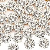 120 Pcs 12mm Sunflower Sew on Rhinestones Crystal Glass Gems, Metal Claw Rhinestones Jewels for Crafts, Glitter Gemstones for Clothes Shoes Cap Earring Belt Sewing Accessories(01 Clear White)