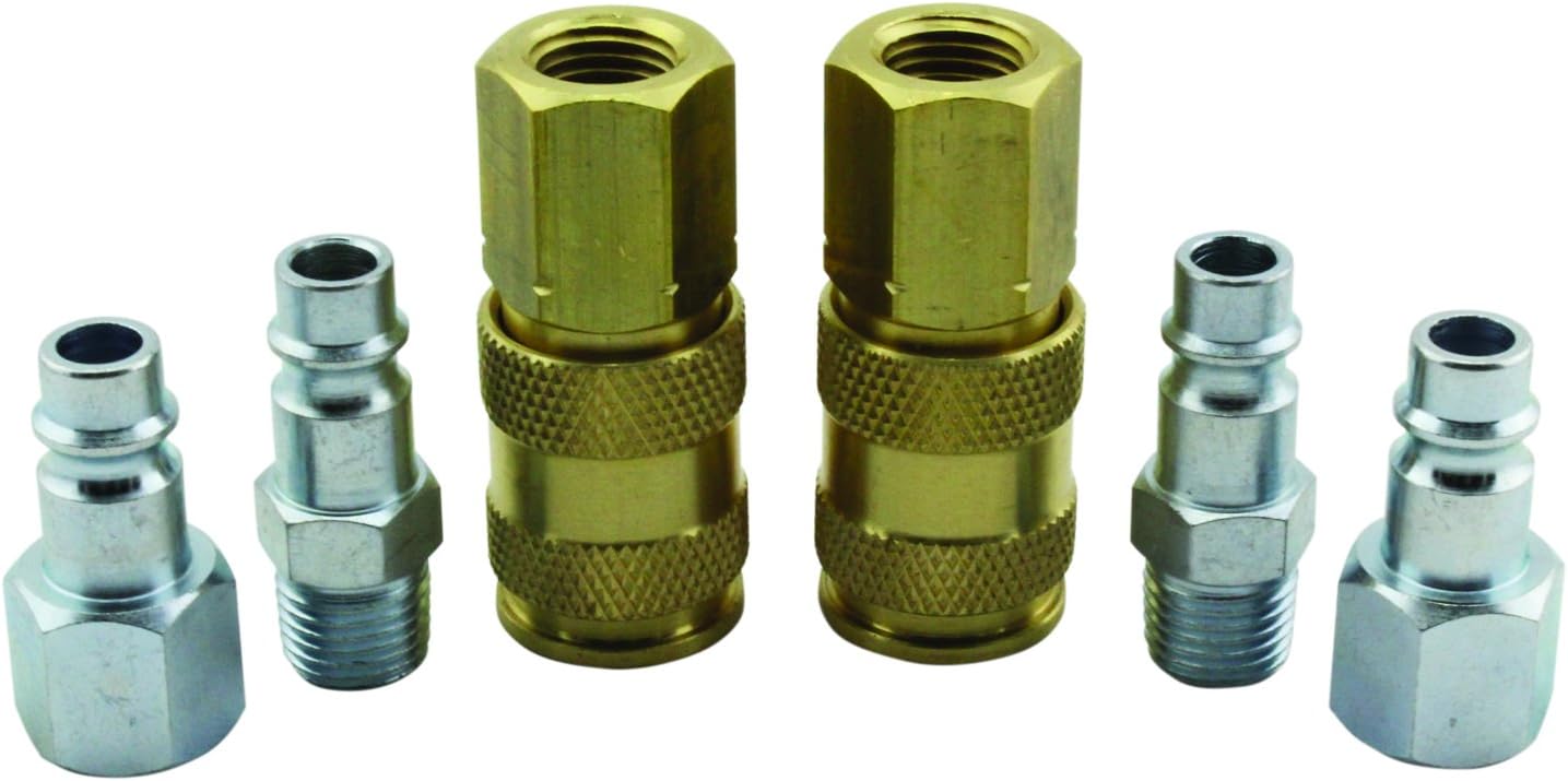 Milton S-217 1/4" NPT V Style Coupler and Plug Kit - 6 Piece - Automotive Air Conditioning Hose Fitting Products - 