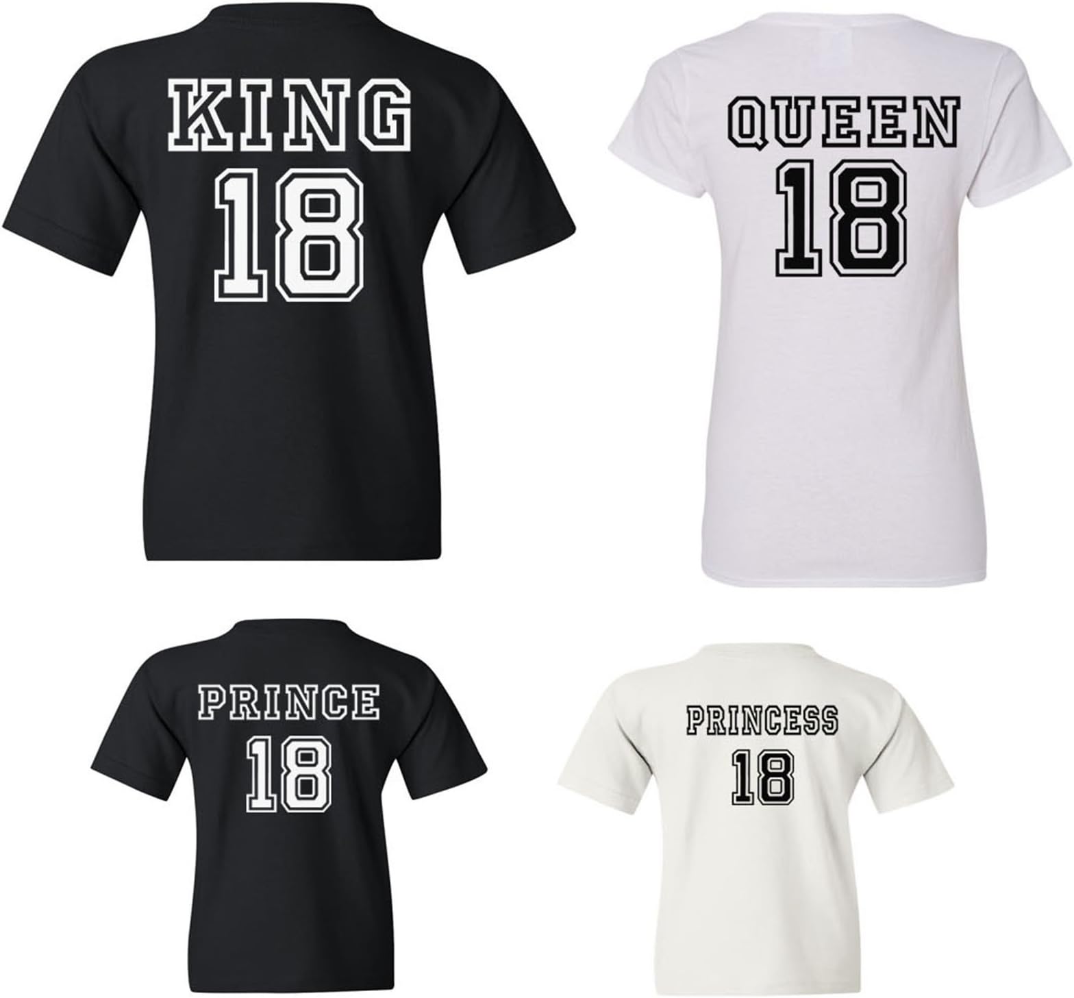FASCIINO 2018 King Queen Prince Princess Family Matching T-Shirts - Black and White