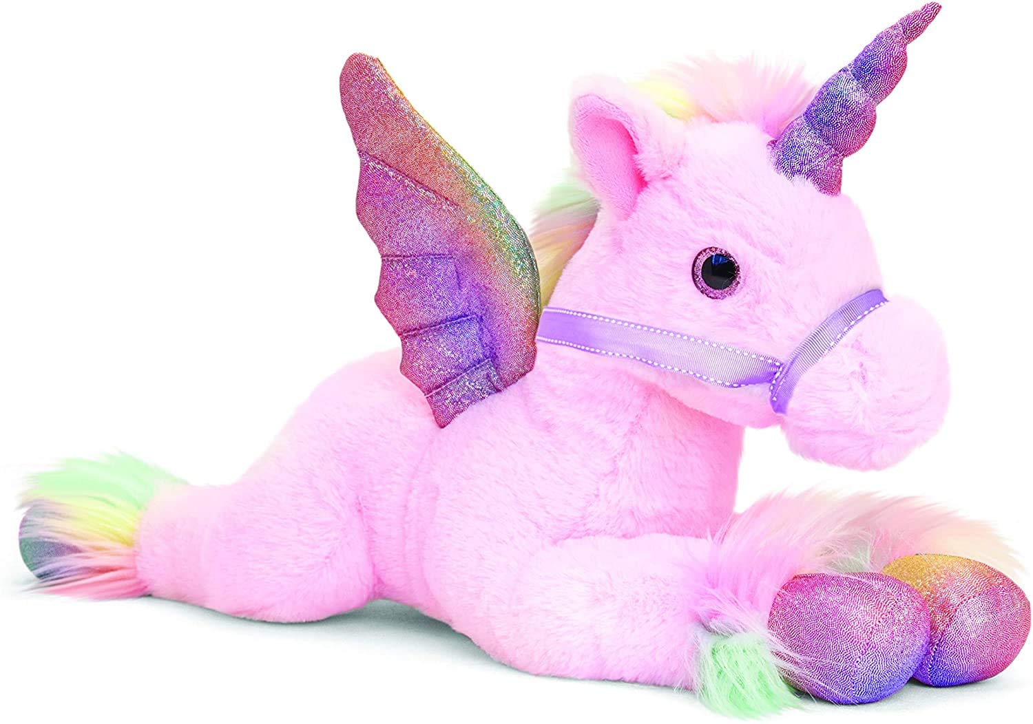 Keel Unicorn Pegasus Soft Toy, White or Pink, 35 cm, Colourful