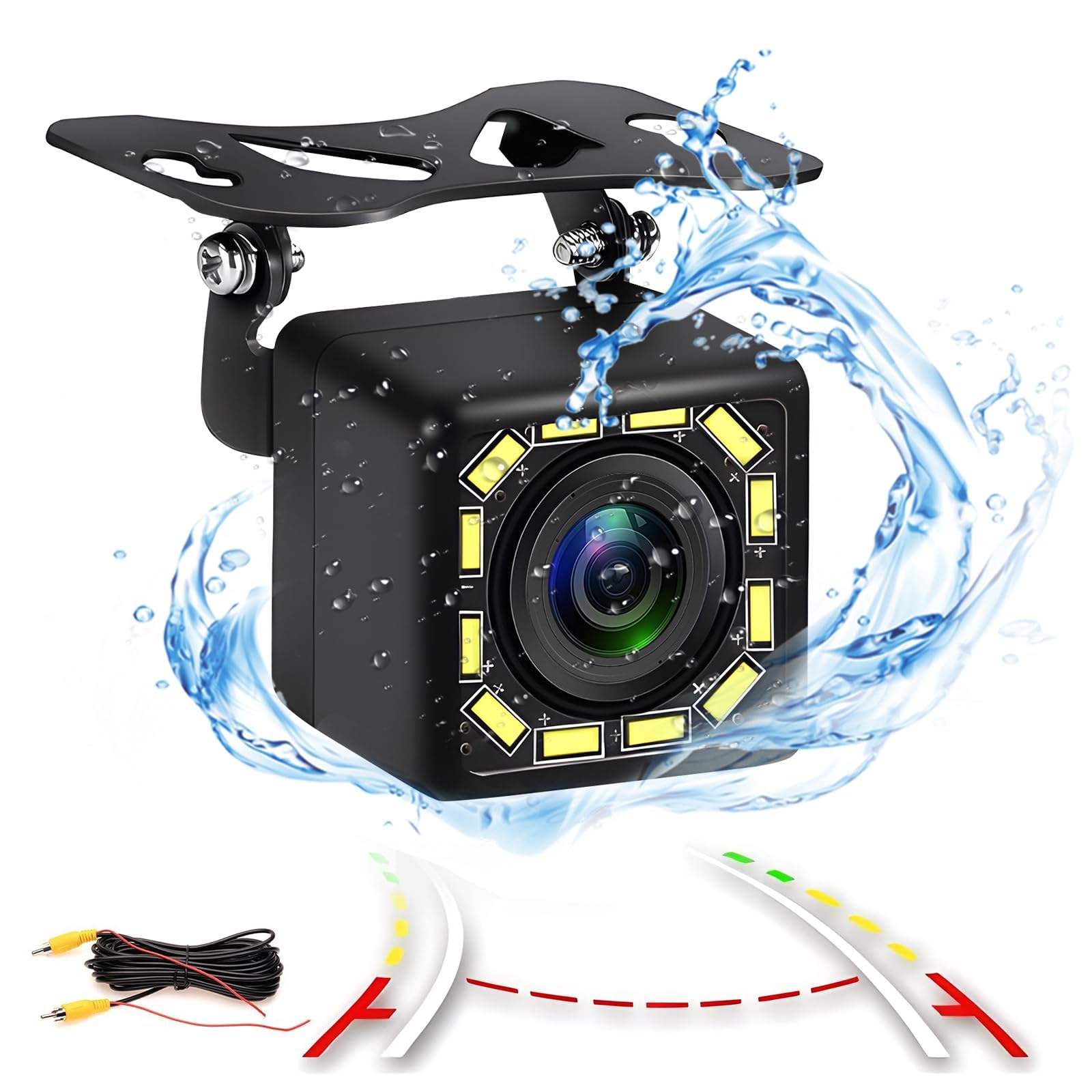 Kuuleyn HD Car Backup Camera, Car Rear View Camera IP68 Waterproof 8 LED Reverse Backup Parking Night Vision Camera