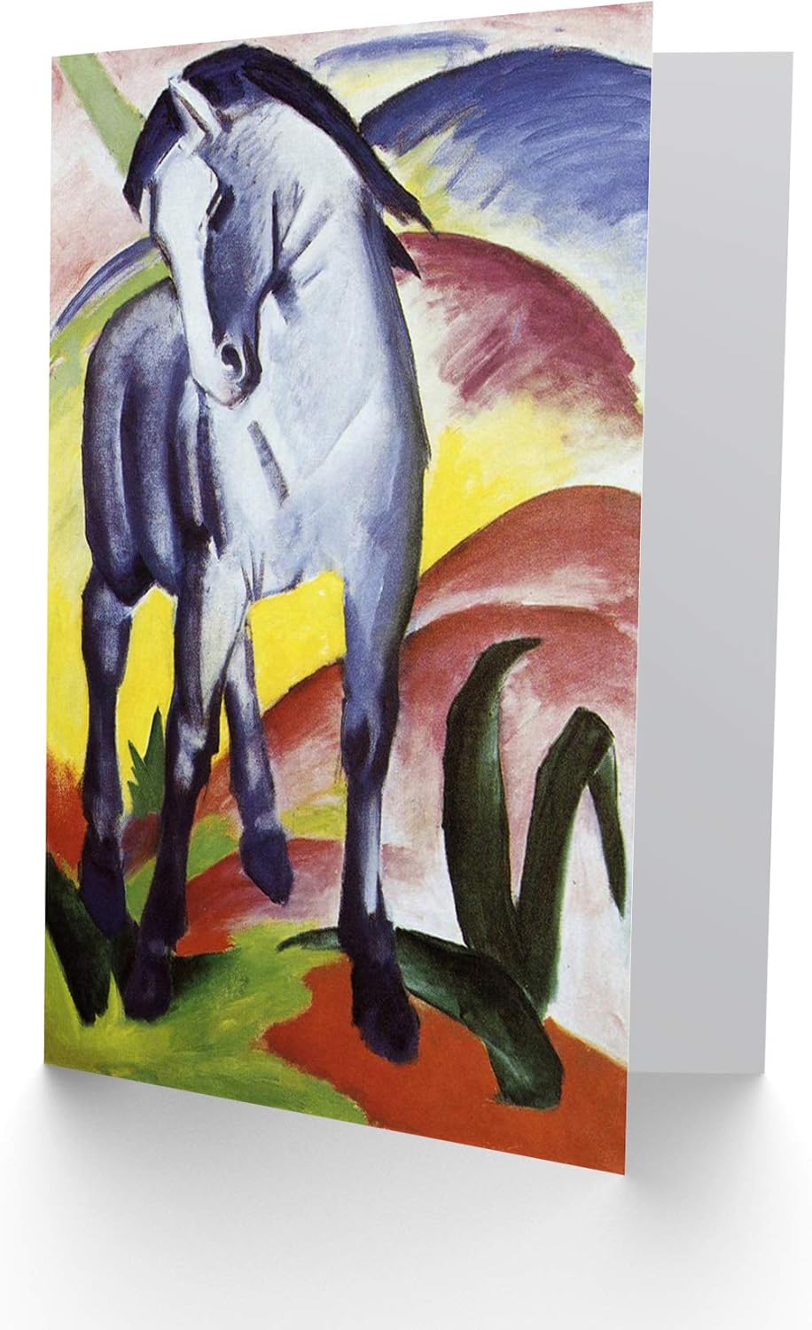Wee Blue Coo FRANZ MARC BLUE HORSE I 1911 OLD MASTER BIRTHDAY BLANK GREETINGS CARD, Red|black, 6.8 x 4.9 inch - Image 3