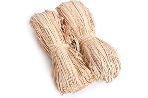 GZXUNFA 2Pcs Natural Raffia Paper Ribbon, Raffia Straw Ribbon Perfect for Crafts Weaving, Florist Bouquets Decoration, Christmas, Gift Wrapping, Gift Box Filler, Craft DIY