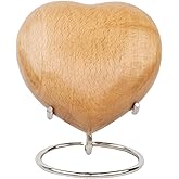 STONLIF Classic Heart Shaped Wooden Urns for Human Ashes | Adult - Male, Female | Cremation Memorial Ash Urn | Natural Beech Wood Small Keepsake Urn - 4 Inches, 1 Pc