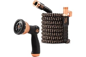 Pocket Hose Copper Bullet Expandable Garden Hose w/10 Pattern Thumb Spray Nozzle AS SEEN ON TV 650psi 3/4 in Patented Lead-Free Ultra-Lightweight Solid Copper Anodized Aluminum (50 Ft)
