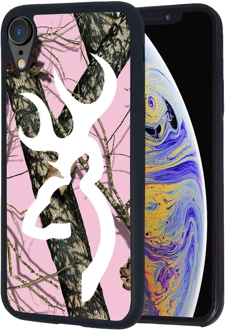 iPhone XR Case,Camo Browning Oak Pink Design Slim Anti-Scratch TPU Rubber Protective Case Cover for Apple iPhone XR (2018) 6.1 inch