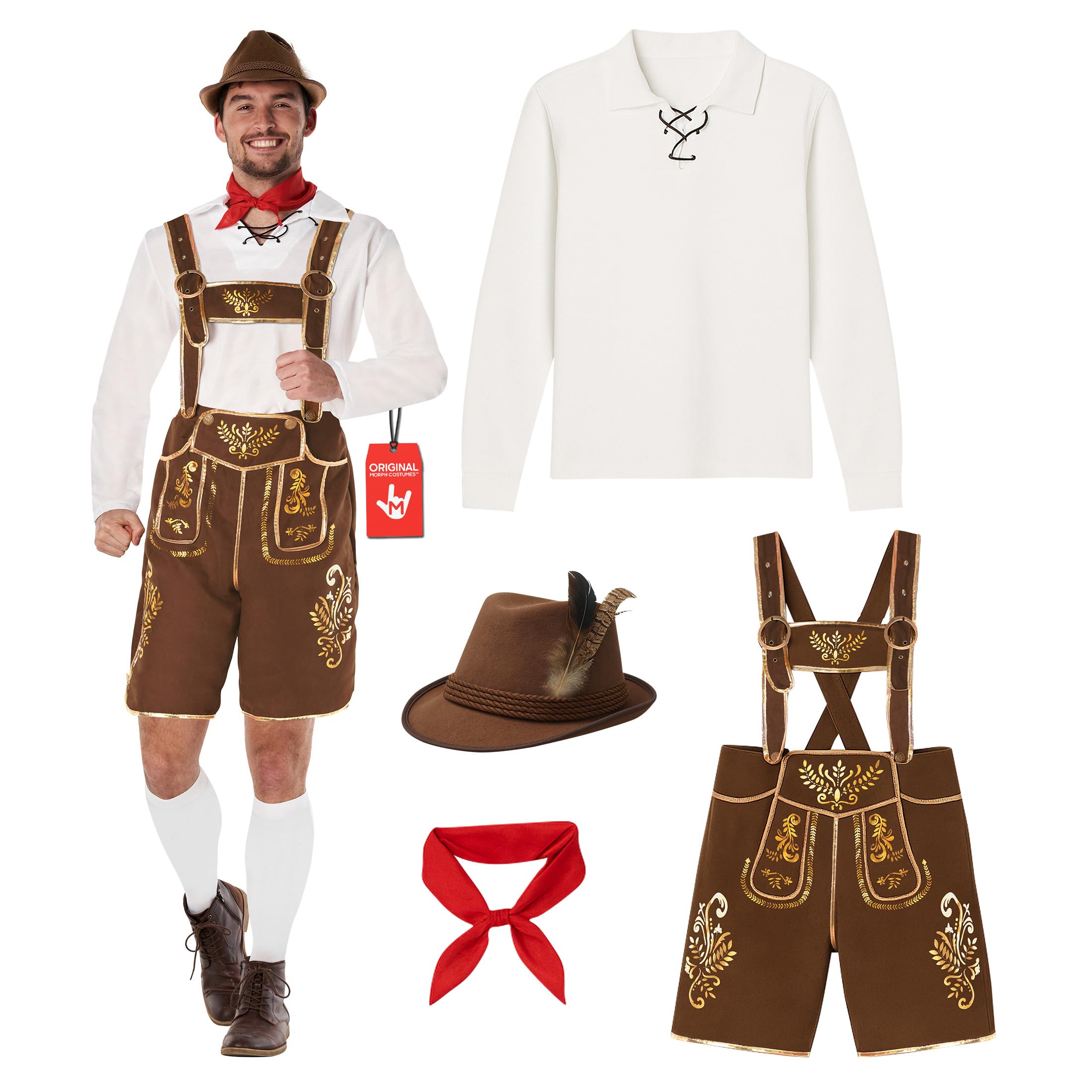 Morph Lederhosen Men Costume, October Festival Costume For Men, Oktoberfest Costumes, Halloween Fancy Dress For Adults, Medium