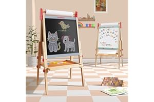 WINGYZ Easel for Kids – 3-in-1 Art Easel with Chalkboard, Magnetic Whiteboard & Paper Roll, Adjustable Wooden Drawing Board for Home, Classroom & Outdoor, Creative Gift for Toddlers & Kids 2-12