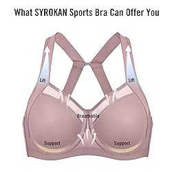 SYROKAN High Impact Sports Bras for Women No