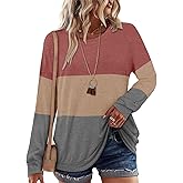 onlypuff Long Sleeve Tunic Top for Women Casual Loose Fitting Fall Fashion Clothing with Pockets