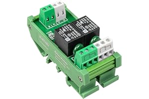 GUETNEU Relay Board, Relay Module 2 Channel 1 SPDT DIN Rail Mount 24V DC/AC Relay Module Board, Interface Relay Module (FY-T732C-D24)