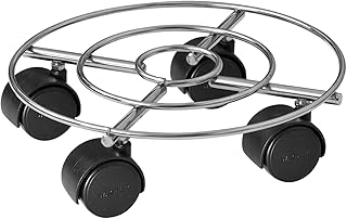 WAGNER Pflanzenroller Chrome Ø 23 x 6,5 cm I Pflanzenroller für Innenbereich, Chrom I Blumenroller aus verchromten Stahl I Kübelroller Silber-glänzend I Tragkraft 60 kg - 20093101