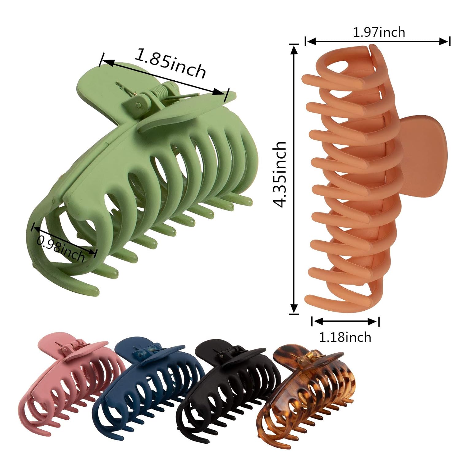 Whaline Hair Claw Clip Large Matte Hair Catch Nonslip Jumbo Hair Claws Strong Hold Hair Jaw Clamp Hair Styling Accessories for Women Girls Thin Thick Hair, 6 Pack, 4.33 Inch : Beauty