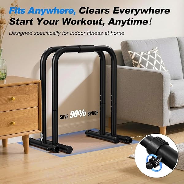 RELIFE REBUILD YOUR LIFE DIP BARS &DIP STATION FUNCTIONAL HEAVY DUTY DIP STANDS FITNESS WORKOUT DIP BAR STATION STABILIZER PARALLETTE PUSH UP STAND (BLACK)