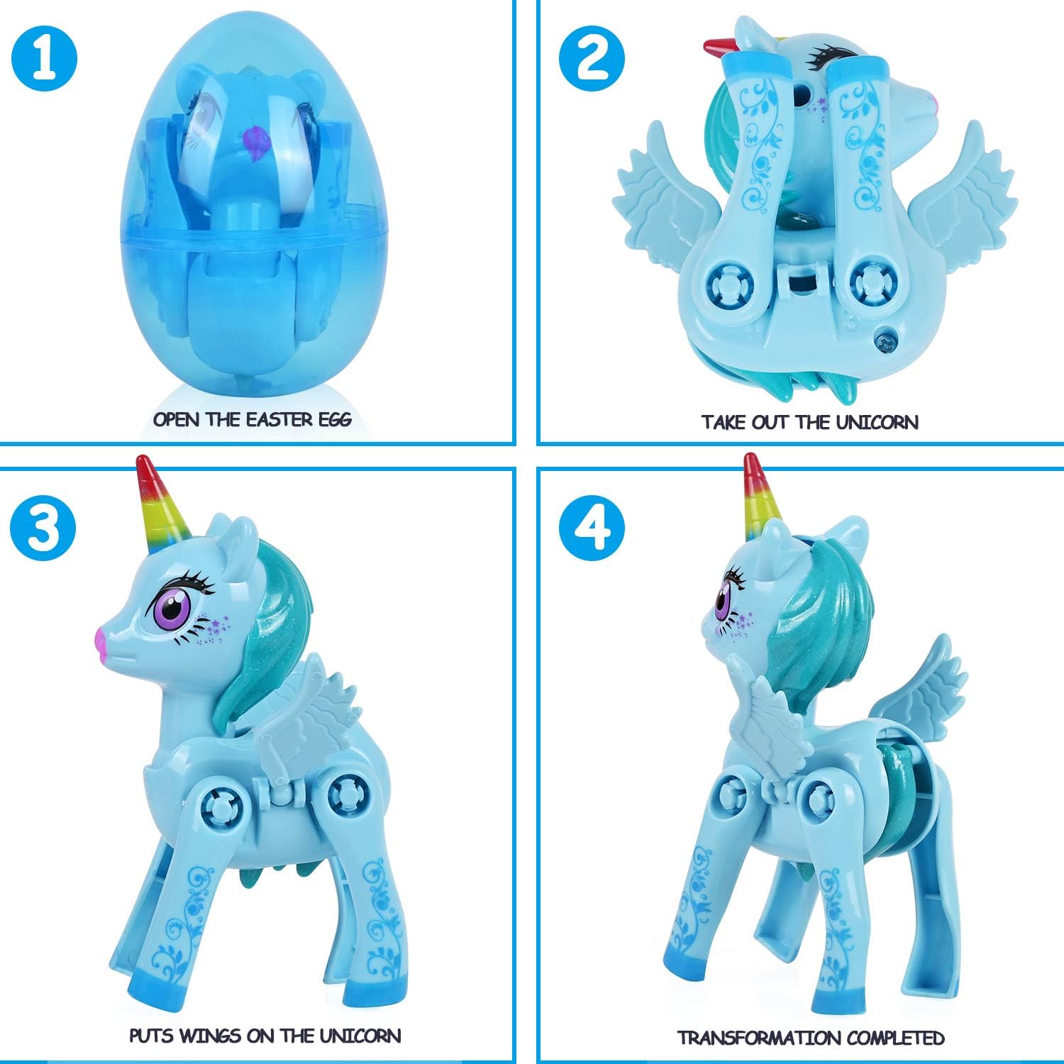 VAPCUFF Toys for 3 4 5 6 7 Year Old Girls, 4 Pack Easter Eggs Toys with Unicorn Easter Basket Stuffers for Kids Birthday Christmas Valentines Easter Party Favors Gifts for Kids Stocking Stuffers: Toys & Games