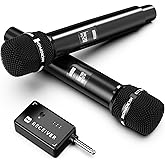 Wireless Microphones, Wireless Microphone with One-to-One Chip Connection, Less latency, 200FT Range, 40H Rechargeable Battery,Plug and Play, Ergonomic Design, Microphone for Singing, Speaker, Party