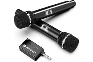 ECHOMUSSY Wireless Microphones, Wireless Microphone with One-to-One Chip Connection, Less latency, 200FT Range, 40H Rechargeable Battery,Plug and Play, Ergonomic Design, Microphone for Singing, Speaker, Party