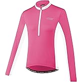 bpbtti Women's Half Zipper Long Sleeve Cycling Jersey Bike Biking Shirt with 3-Real Pockets