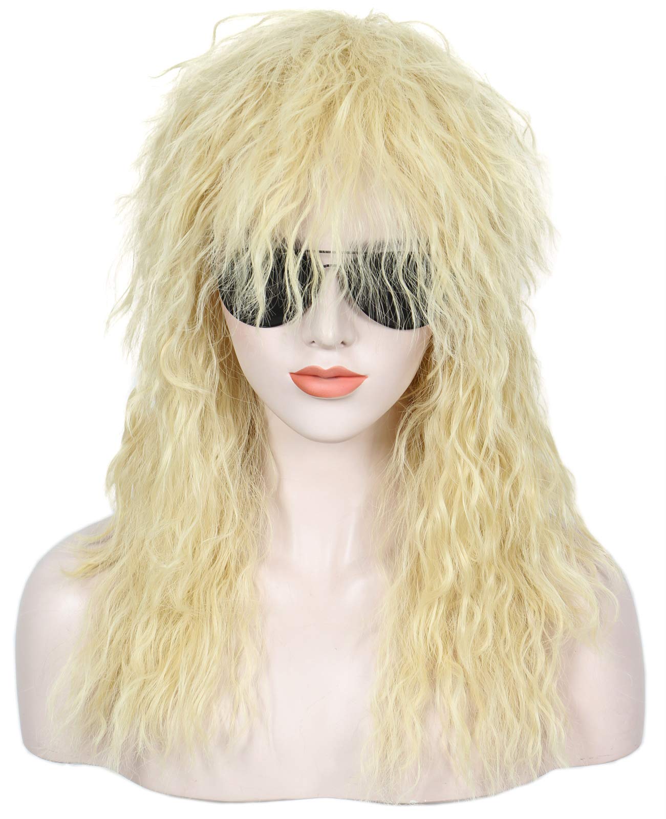Linfairy 80s Disco Curly Heavy Metal Halloween Mullet Fancy Dress Rocker Wig (Blonde) โ image 1