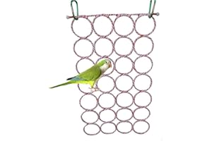 OLD TJIKKO Bird Swing, Parrot Cage Toys,Swing Hanging Play with Mirror for Macaw African Greys Parakeet Cockatoo Cockatiel Conure Lovebirds Canaries (Bird Perch)