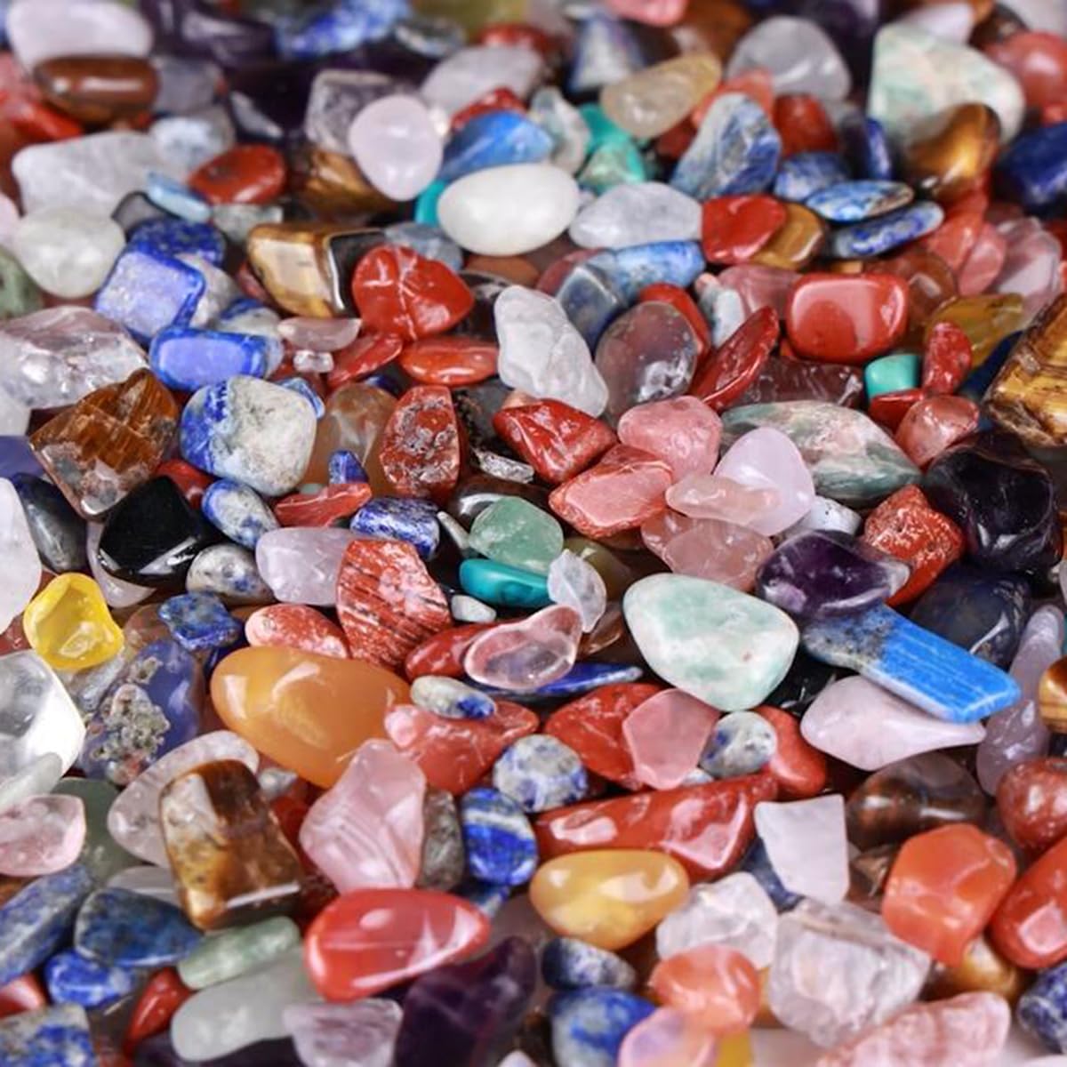 mookaitedecor 1lb/460g Natural Assorted Crystals Chips Tumbled Stones Bulk, Colourful Crushed Stone Pieces Reiki Healing Crystals Small Gravel Decorative Stones for Plant Pot Resin Craft Indoor Decor