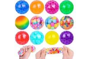 DULEFUN 12pcs Stress Ball Toys, Squishy Squeeze Fidget Balls Toys for Adults to Stress Relief Squishies Sensory Stress Ball Toys for Party Favors Gifts