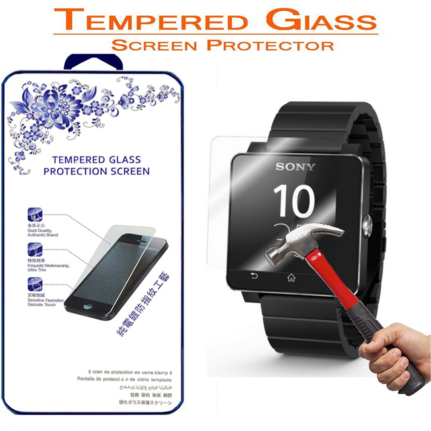 Sony Smart Wacth 2 / SW2 Screen Protector,Nacodex For Sony Smart Wacth 2 / SONY SW2 Premium Ballistic Tempered Glass Screen Protector