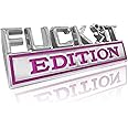 Fuck IT Edition Emblem, Car Exterior Emblems Badge 3D Sticker Decal, Fuck-IT Edition Emblem 3D Fender Badge Decal, 3D Fender Badge Decal Car Truck Replacement, Fit for All Cars (Sliver Purple)