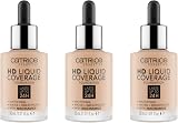Catrice HD Liquid Coverage Foundation Sand Beige 030 3 Pack Waterproof 30 ml