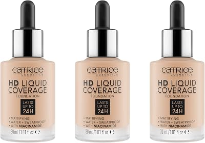 Catrice HD Liquid Coverage Foundation Sand Beige 030 3 Pack Waterproof 30 ml