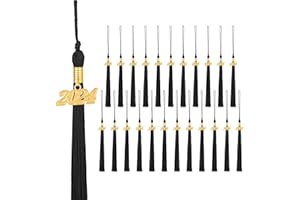 Guiqulai 24 Pieces 2024 Grad Graduation Tassels Graduation Cap Tassels Decoration 2024 Graduation Gifts, Gold Date Charms 2024 Tassel Charms for 2024 Graduation Ceremonies Accessories(Black)