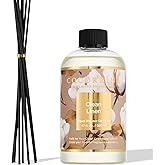 Cocorrína Reed Diffuser Refill Clean Linen 17oz (500ml) with 8 Rattan Sticks - Premium Long-Lasting Scented Oil, Home Fragrance for Bedroom, Bathroom Home Decor