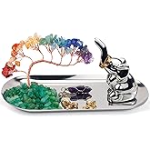 Carselage Elephant Ring Holder for Jewelry, Elephant Gifts for Women, Chakra Crystal Tree Ring Dish Earrings Box Organizer Trinket Tray, Living Room Bathroom Home Decoration, Mothers Day Mom Gifts